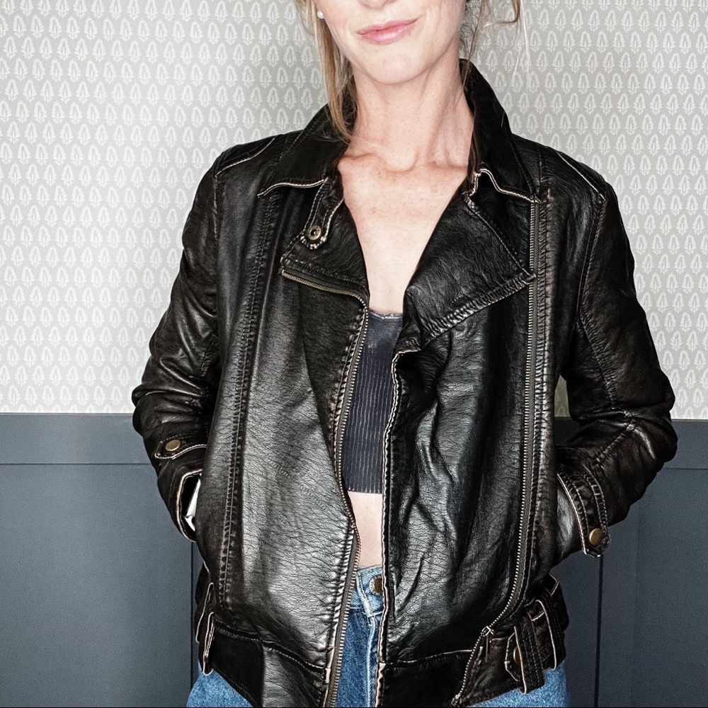 Kut From The Kloth · Brown/Black Leather Moto Jacket · Sz S